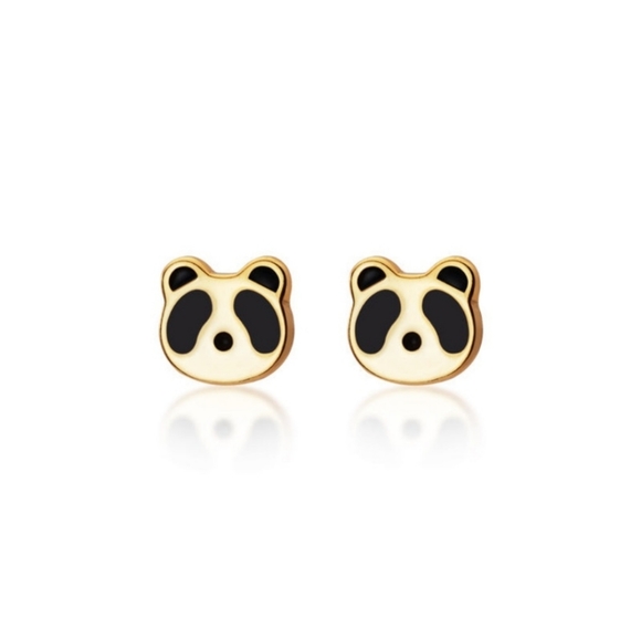 NWT 925 Sterling Silver & Black Panda Bear Head Studs Earrings - Dainty - Picture 4 of 4